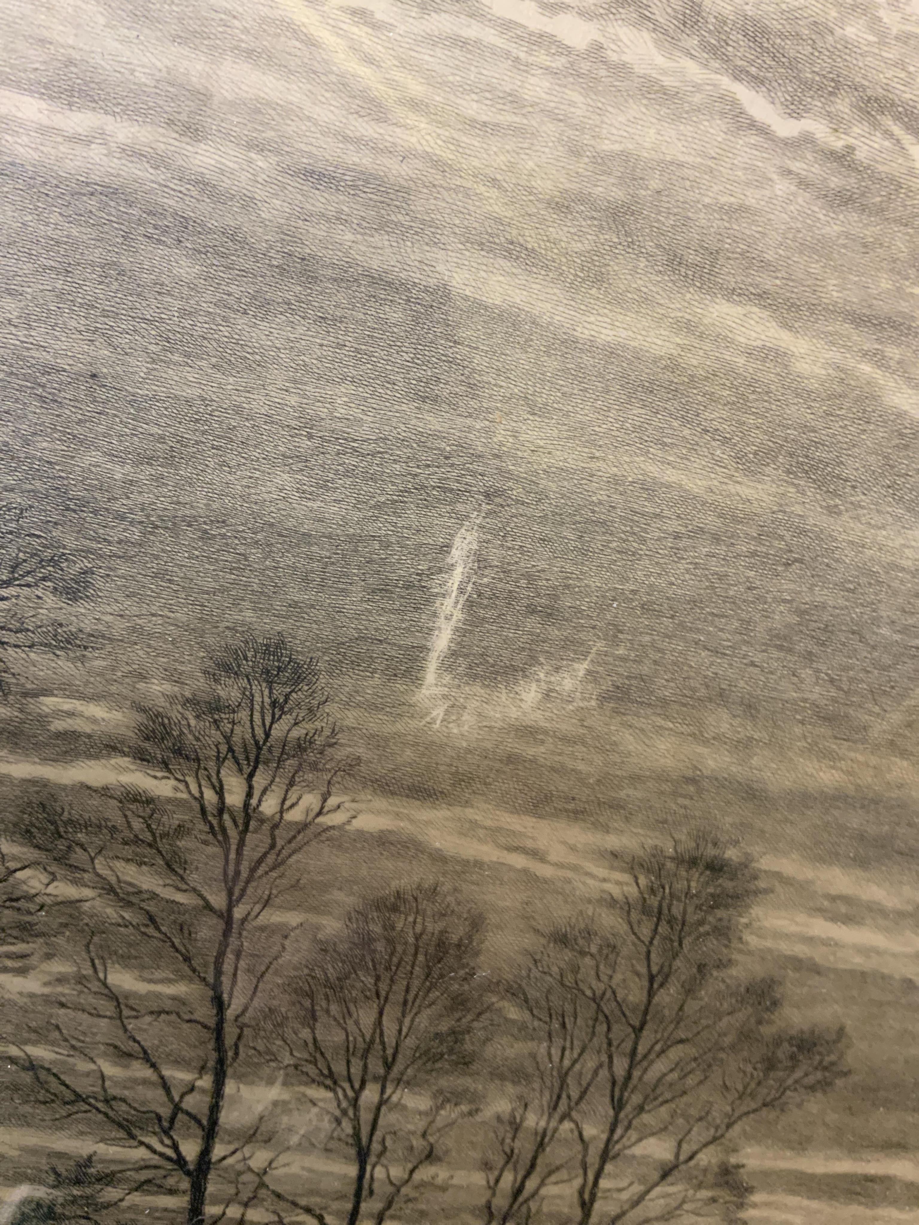 After Benjamin Williams Leader (1831-1923), Riverscape, Victorian print, together with two other prints, 48 x 81cm